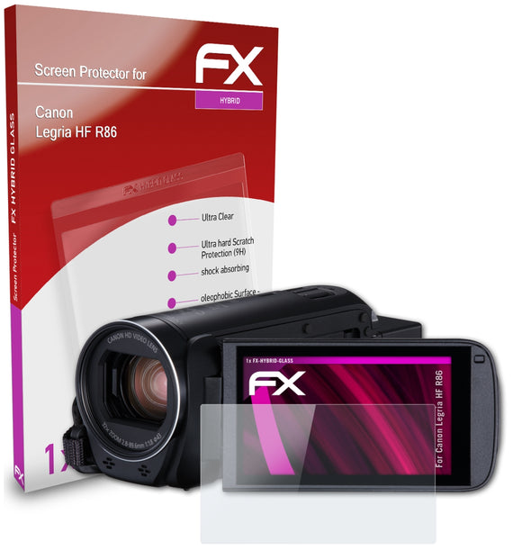 atFoliX FX-Hybrid-Glass Panzerglasfolie für Canon Legria HF R86