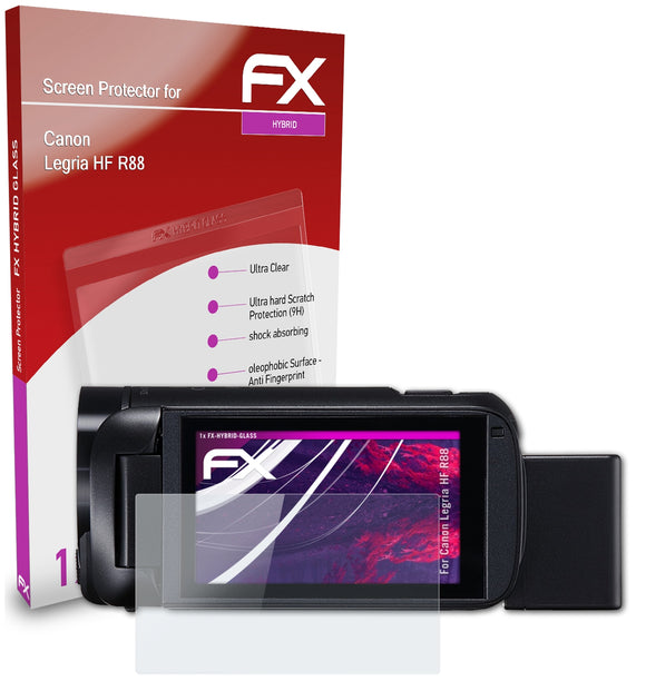 atFoliX FX-Hybrid-Glass Panzerglasfolie für Canon Legria HF R88