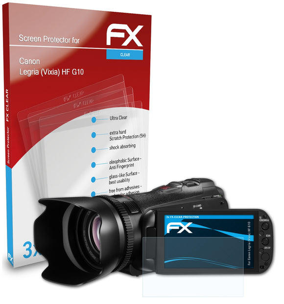 atFoliX FX-Clear Schutzfolie für Canon Legria (Vixia) HF G10