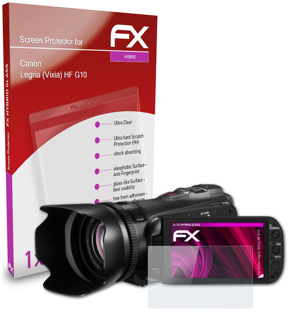 atFoliX FX-Hybrid-Glass Panzerglasfolie für Canon Legria (Vixia) HF G10