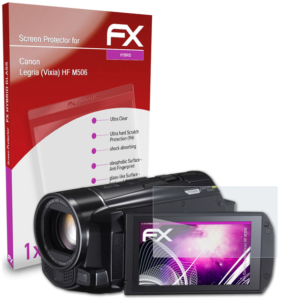 atFoliX FX-Hybrid-Glass Panzerglasfolie für Canon Legria (Vixia) HF M506