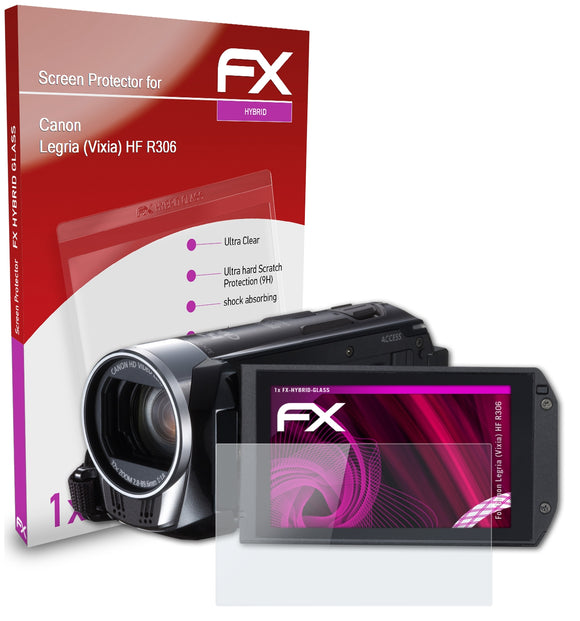 atFoliX FX-Hybrid-Glass Panzerglasfolie für Canon Legria (Vixia) HF R306