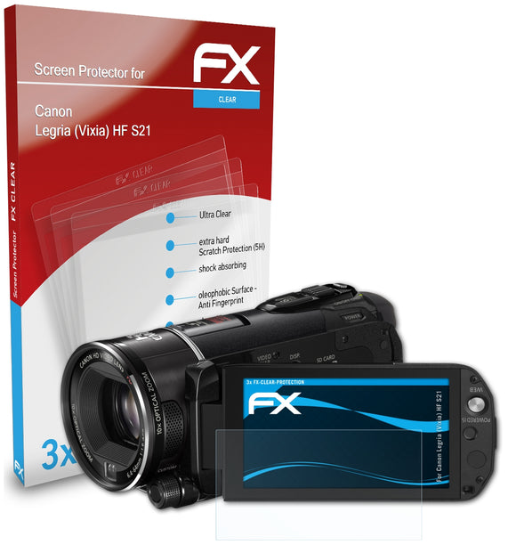 atFoliX FX-Clear Schutzfolie für Canon Legria (Vixia) HF S21