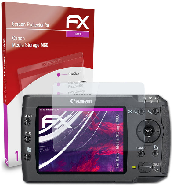 atFoliX FX-Hybrid-Glass Panzerglasfolie für Canon Media Storage M80