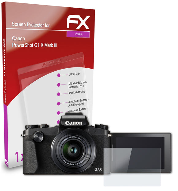 atFoliX FX-Hybrid-Glass Panzerglasfolie für Canon PowerShot G1 X Mark III