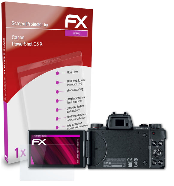 atFoliX FX-Hybrid-Glass Panzerglasfolie für Canon PowerShot G5 X