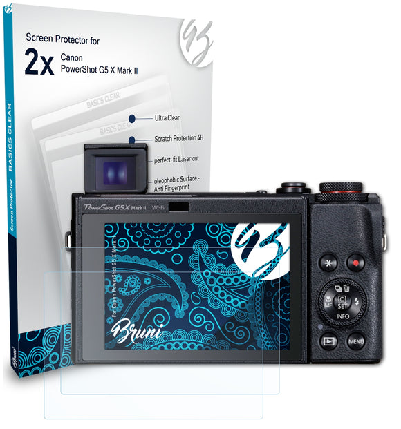 Bruni Basics-Clear Displayschutzfolie für Canon PowerShot G5 X Mark II