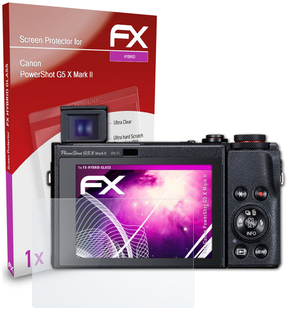 atFoliX FX-Hybrid-Glass Panzerglasfolie für Canon PowerShot G5 X Mark II