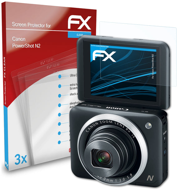 atFoliX FX-Clear Schutzfolie für Canon PowerShot N2