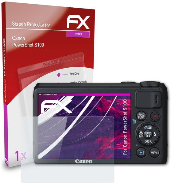 atFoliX FX-Hybrid-Glass Panzerglasfolie für Canon PowerShot S100