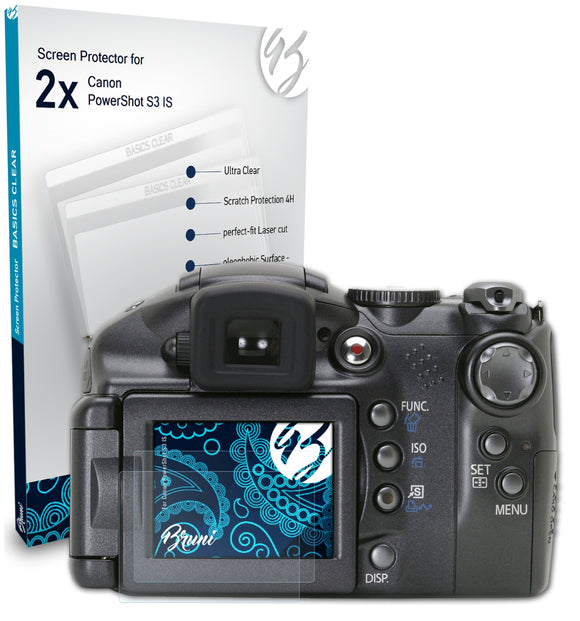 Bruni Basics-Clear Displayschutzfolie für Canon PowerShot S3 IS