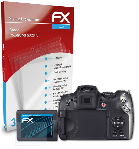 atFoliX FX-Clear Schutzfolie für Canon PowerShot SX20 IS