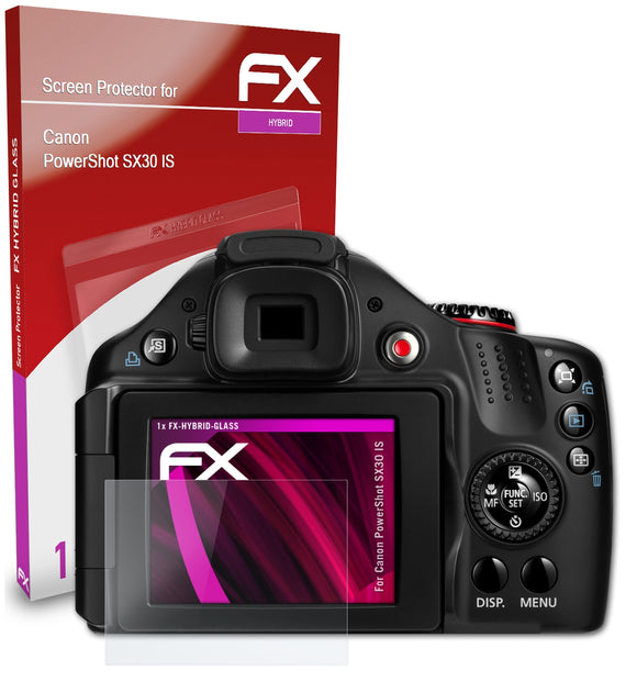 atFoliX FX-Hybrid-Glass Panzerglasfolie für Canon PowerShot SX30 IS