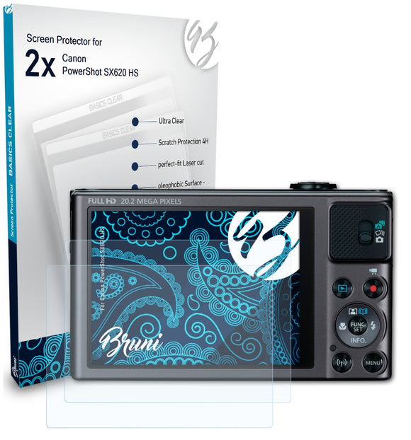 Bruni Basics-Clear Displayschutzfolie für Canon PowerShot SX620 HS