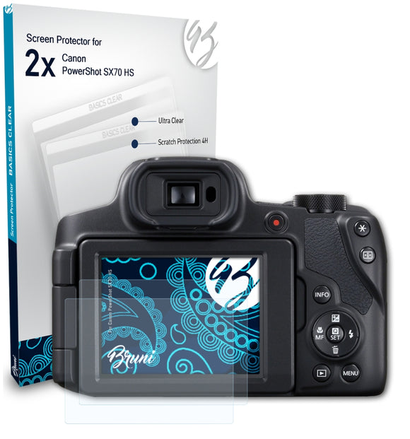 Bruni Basics-Clear Displayschutzfolie für Canon PowerShot SX70 HS