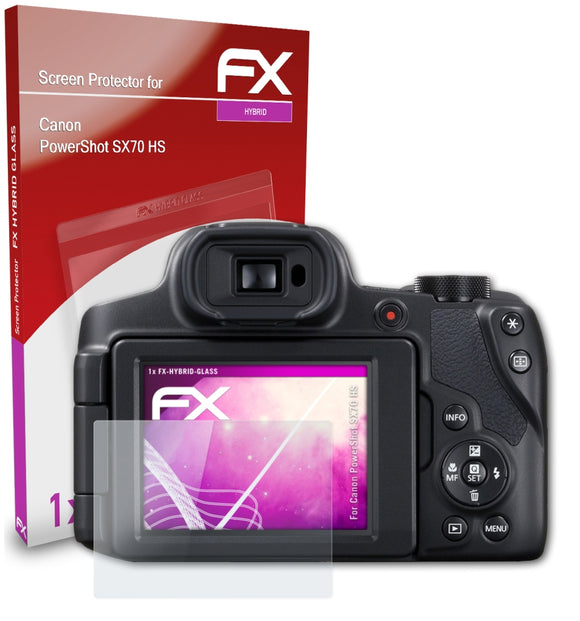 atFoliX FX-Hybrid-Glass Panzerglasfolie für Canon PowerShot SX70 HS