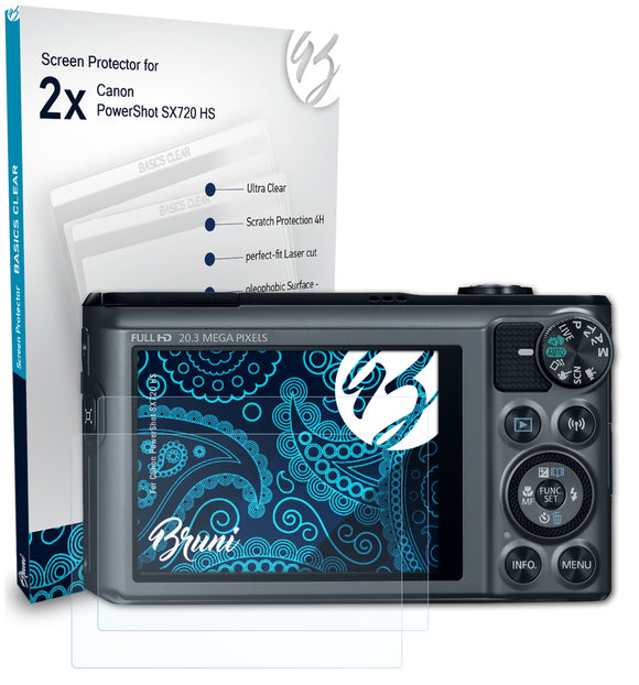 Bruni Basics-Clear Displayschutzfolie für Canon PowerShot SX720 HS