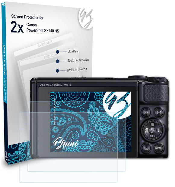 Bruni Basics-Clear Displayschutzfolie für Canon PowerShot SX740 HS