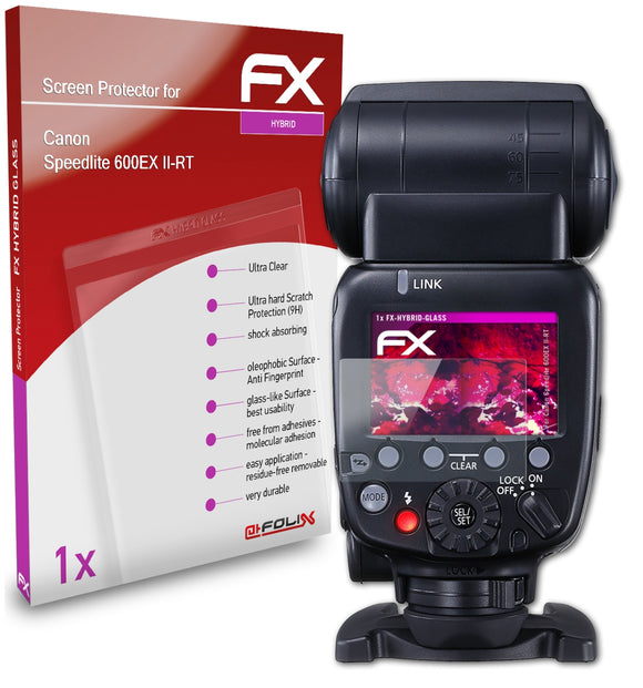 atFoliX FX-Hybrid-Glass Panzerglasfolie für Canon Speedlite 600EX II-RT