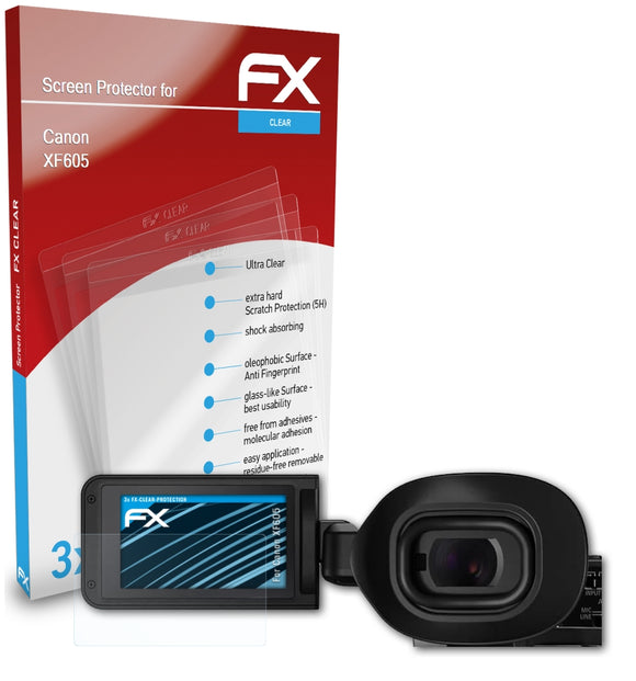 atFoliX FX-Clear Schutzfolie für Canon XF605