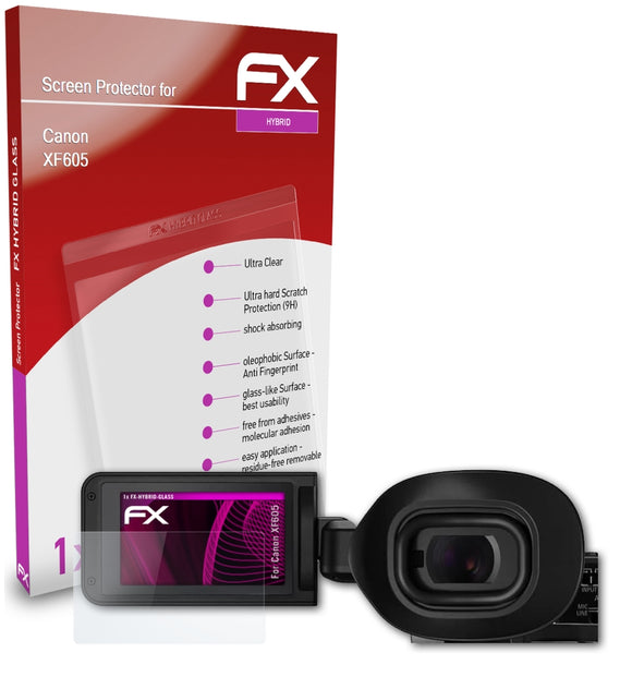 atFoliX FX-Hybrid-Glass Panzerglasfolie für Canon XF605