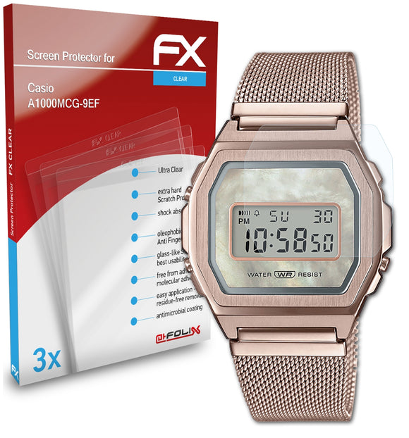 atFoliX FX-Clear Schutzfolie für Casio A1000MCG-9EF
