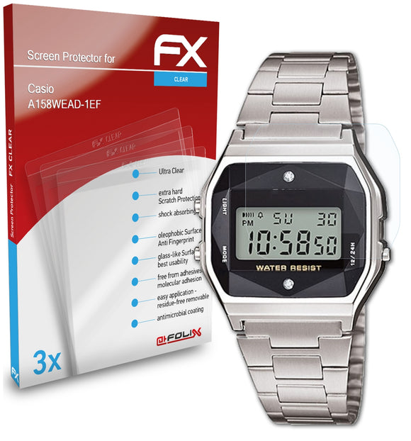 atFoliX FX-Clear Schutzfolie für Casio A158WEAD-1EF