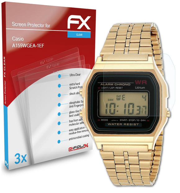 atFoliX FX-Clear Schutzfolie für Casio A159WGEA-1EF