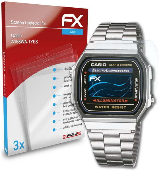 atFoliX FX-Clear Schutzfolie für Casio A168WA-1YES