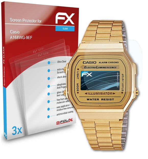 atFoliX FX-Clear Schutzfolie für Casio A168WG-9EF