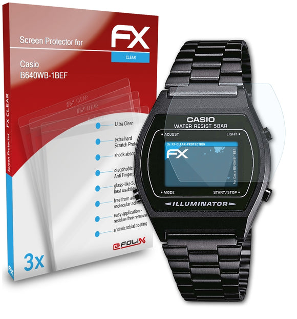 atFoliX FX-Clear Schutzfolie für Casio B640WB-1BEF