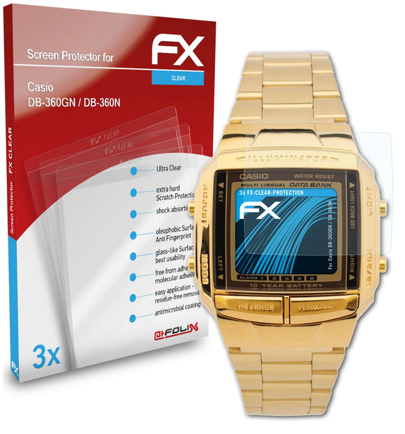 atFoliX FX-Clear Schutzfolie für Casio DB-360GN / DB-360N