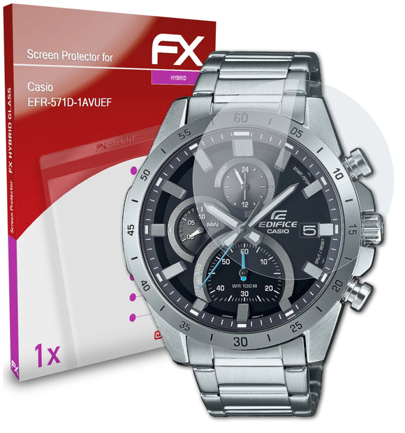 atFoliX FX-Hybrid-Glass Panzerglasfolie für Casio EFR-571D-1AVUEF