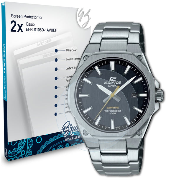 Bruni Basics-Clear Displayschutzfolie für Casio EFR-S108D-1AVUEF