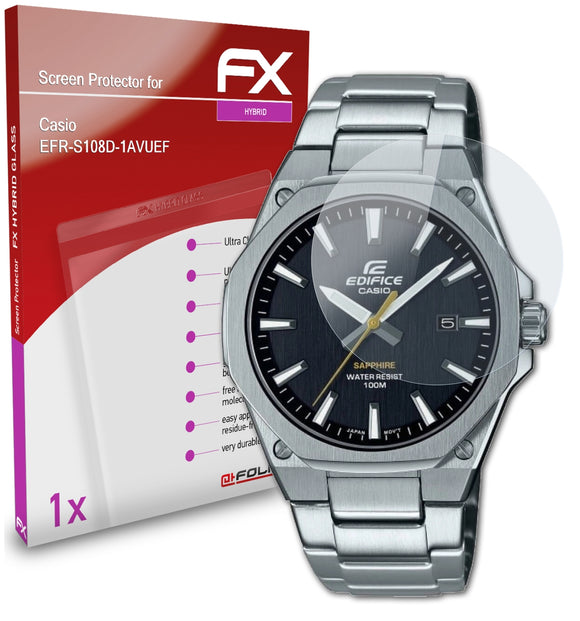 atFoliX FX-Hybrid-Glass Panzerglasfolie für Casio EFR-S108D-1AVUEF