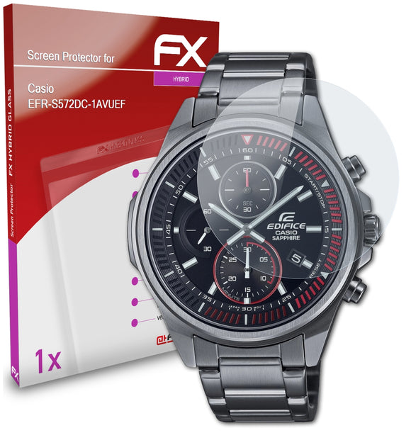 atFoliX FX-Hybrid-Glass Panzerglasfolie für Casio EFR-S572DC-1AVUEF