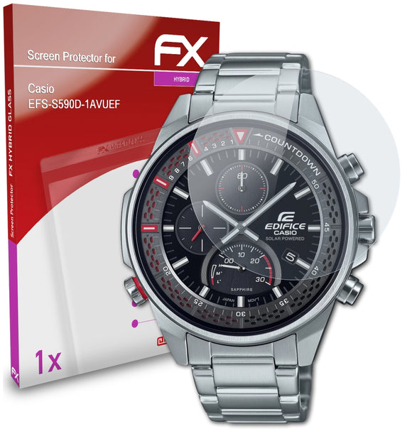 atFoliX FX-Hybrid-Glass Panzerglasfolie für Casio EFS-S590D-1AVUEF