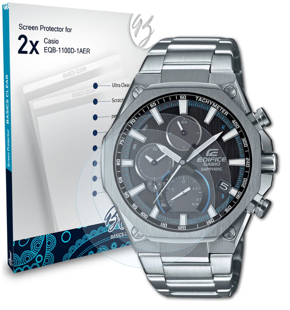 Bruni Basics-Clear Displayschutzfolie für Casio EQB-1100D-1AER