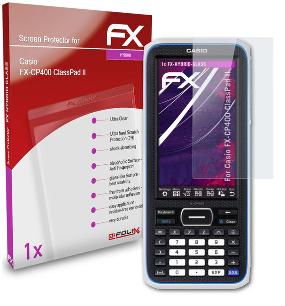 atFoliX FX-Hybrid-Glass Panzerglasfolie für Casio FX-CP400 (ClassPad II)