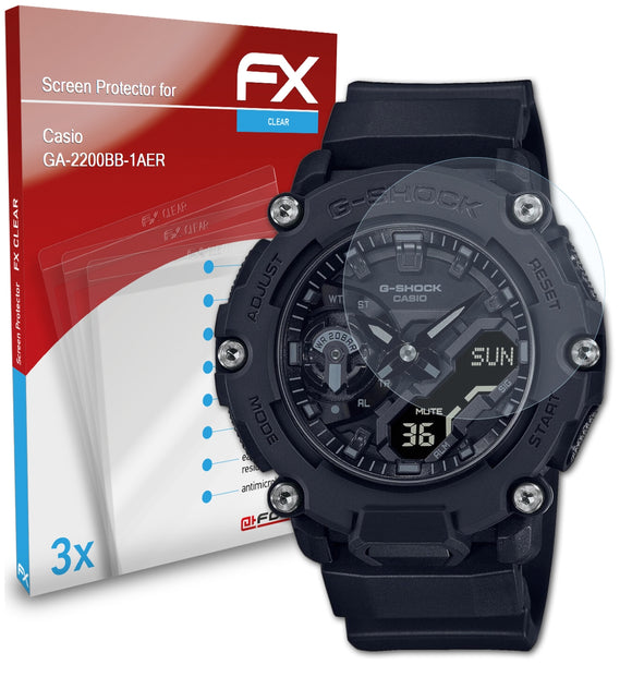 atFoliX FX-Clear Schutzfolie für Casio GA-2200BB-1AER
