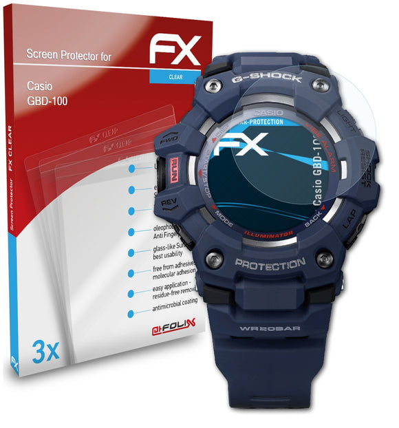 atFoliX FX-Clear Schutzfolie für Casio GBD-100