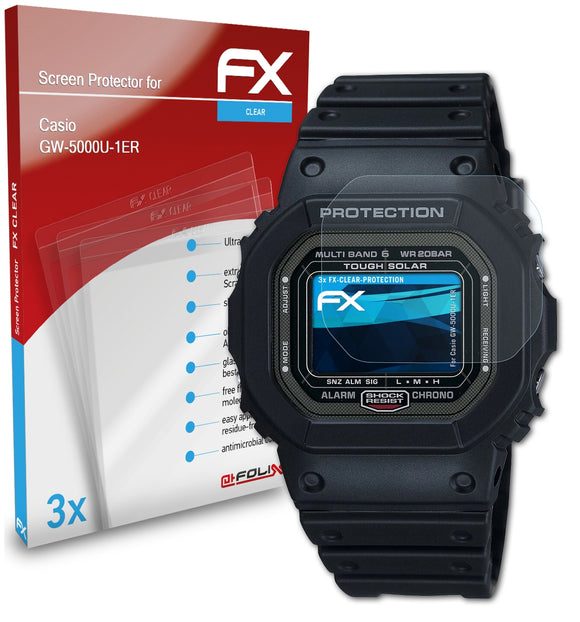 atFoliX FX-Clear Schutzfolie für Casio GW-5000U-1ER