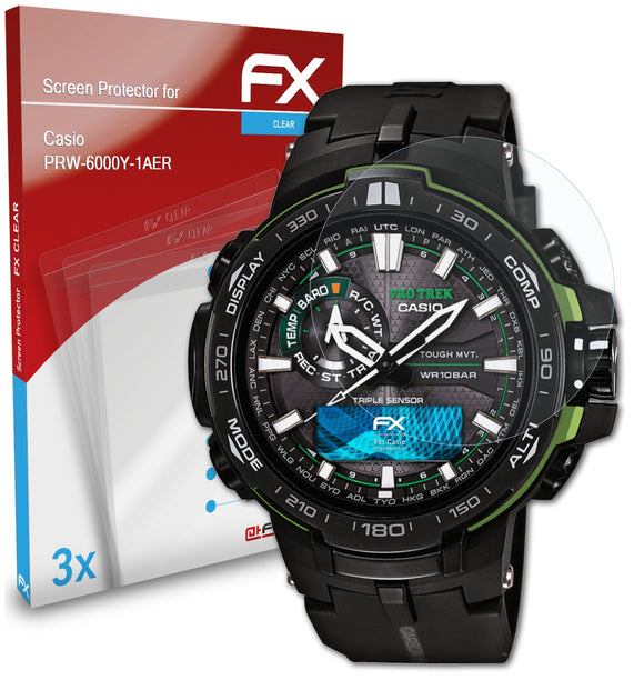 atFoliX FX-Clear Schutzfolie für Casio PRW-6000Y-1AER