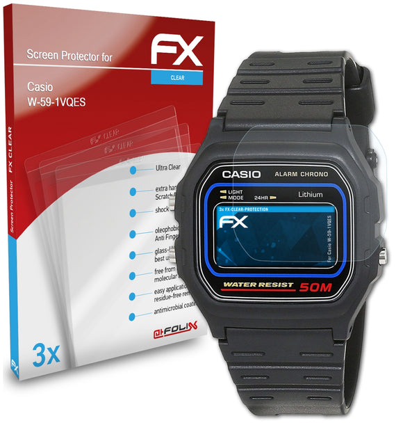 atFoliX FX-Clear Schutzfolie für Casio W-59-1VQES