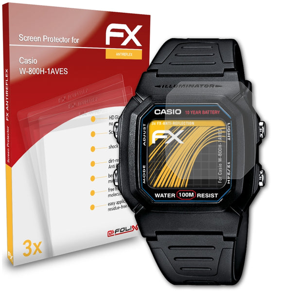 atFoliX FX-Antireflex Displayschutzfolie für Casio W-800H-1AVES