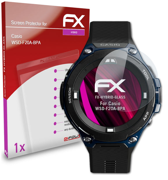 atFoliX FX-Hybrid-Glass Panzerglasfolie für Casio WSD-F20A-BPA
