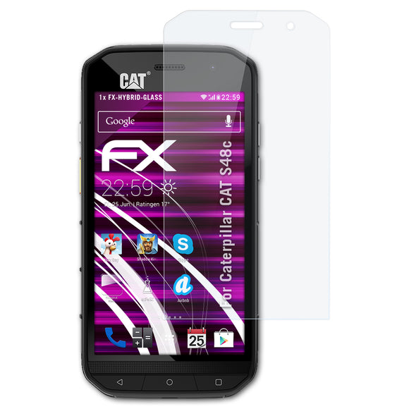 atFoliX FX-Hybrid-Glass Panzerglasfolie für Caterpillar CAT S48c