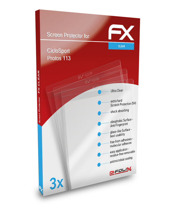 atFoliX FX-Clear Schutzfolie für CicloSport Protos 113