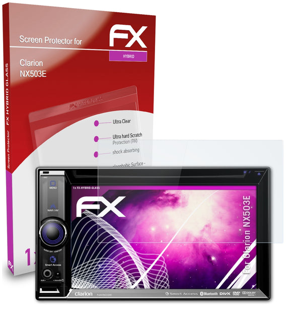 atFoliX FX-Hybrid-Glass Panzerglasfolie für Clarion NX503E