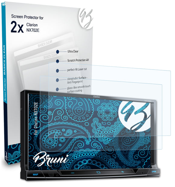 Bruni Basics-Clear Displayschutzfolie für Clarion NX702E